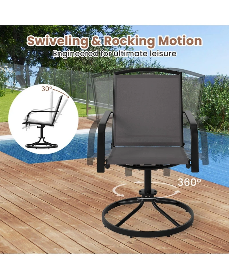 Sugift Set of 2 Outdoor Swivel Patio Chairs with High Back and Breathable Seat