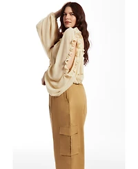 June & Vie Women's Barrel Leg Cargo Pant