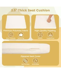 Sugift Pe Rattan Patio Dining Chairs Set of 2 with Acacia Wood Armrests