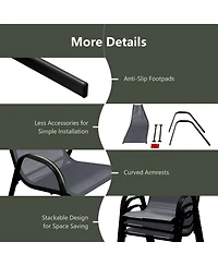 Sugift Stackable Patio Dining Chairs Set of 2 with Steel Frame