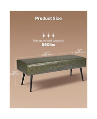 Sugift Leather Bedroom Bench 43 Inch Pu Upholstered Shoe Storage Entryway