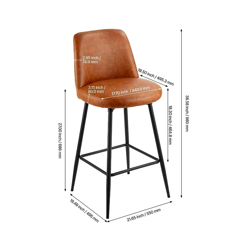 Sugift Bar Stool Set of 3 27 inch Counter Height Swivel Stools