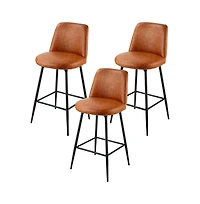 Sugift Bar Stool Set of 3 27 inch Counter Height Swivel Stools