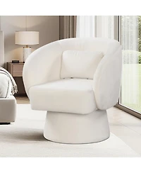 Slickblue Modern Swivel Accent Chair Barrel Design with Curved Back and Lumbar Pillow Support