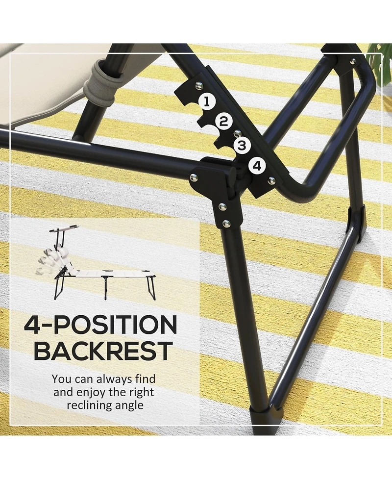 ECHTPeak Outdoor Lounge Chair, Adjustable Backrest Folding Chaise Lounge, Cushioned Tanning Chair w/Sunshade Roof and Pillow Headrest