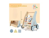 Slickblue Wooden Baby Push and Pull Walker with Learning Activity Center Toy