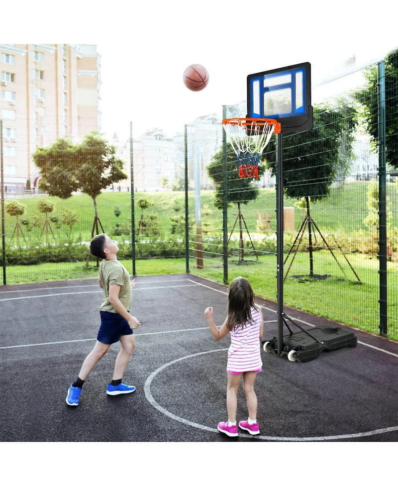 Outdoor Basketball Hoop with Wheels Adjustable Height Stand