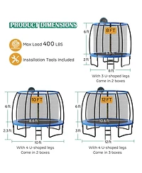 Slickblue Recreational Trampoline with Basketball Hoop Enclosure Net Ladder