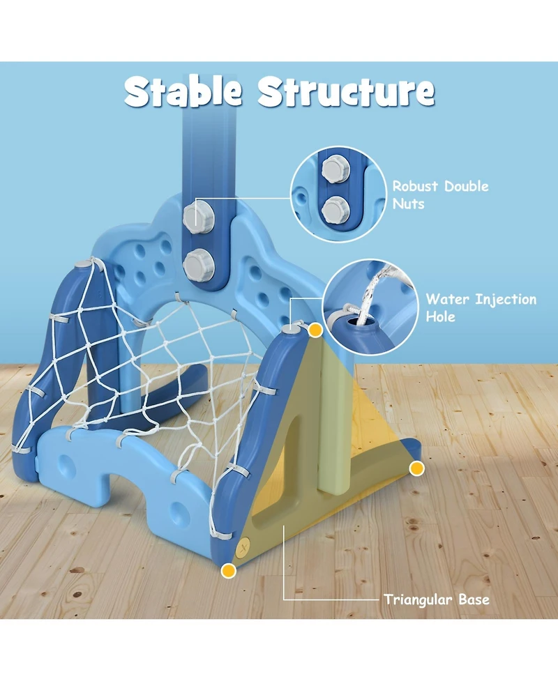 Slickblue Adjustable 3-in-1 Kids Basketball Hoop Play Set with Balls