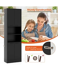 Gouun in Tall Kitchen Pantry Cabinet with Double Doors, Adjustable Shelves and 300 lbs Capacity