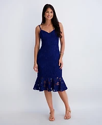 Siena Women's Lace Flounce Sweetheart Neck Dress