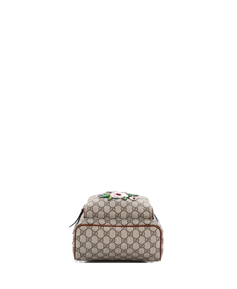 Pre-Owned Gucci Small Zip Pocket Backpack Embroidered Gg Coated Canvas