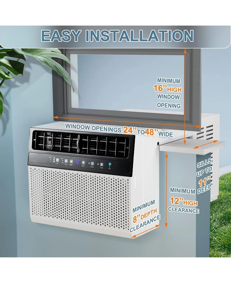 Antarctic Star 10000 Btu U-Shaped Window Air Conditioner, 6 Modes and Quiet Cooling