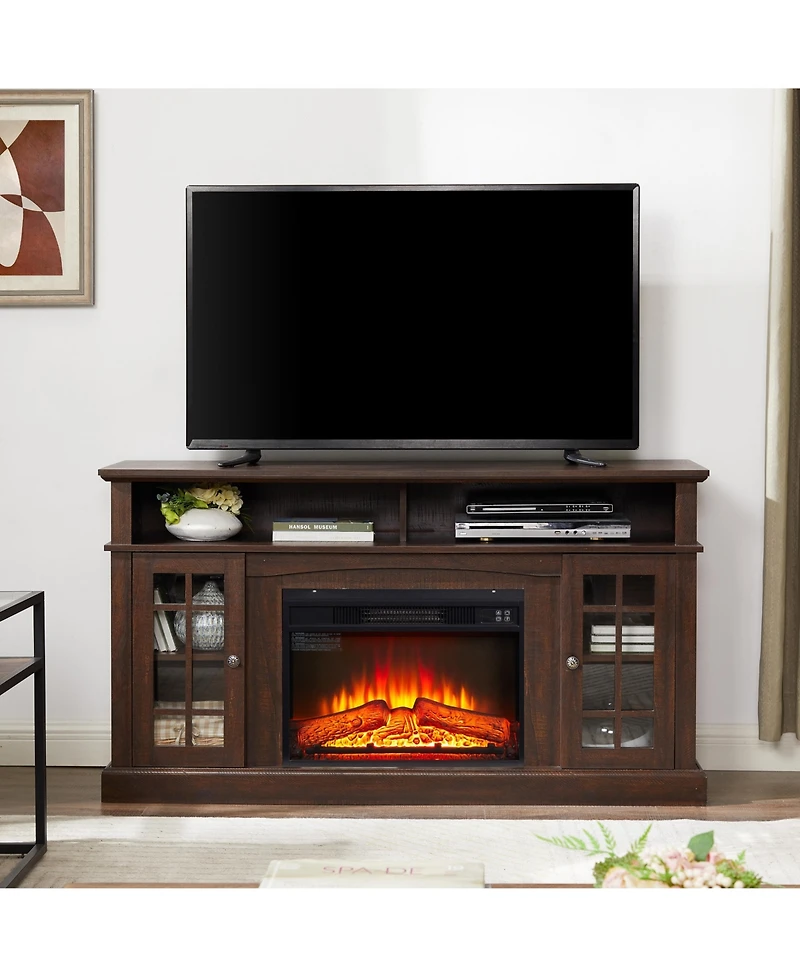 Storage Cabinet with 23" Electric Fireplace Tv Stand