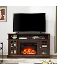 Storage Cabinet with 23" Electric Fireplace Tv Stand