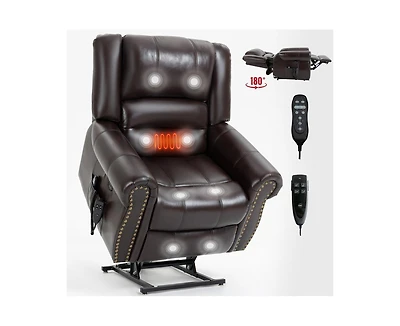 sumyeg Leather Power Lift Recliner Chair Heat Massage Manual with Usb Ports
