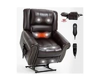 sumyeg Leather Power Lift Recliner Chair Heat Massage Manual with Usb Ports