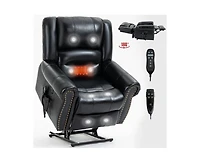 sumyeg Leather Power Lift Recliner Chair Heat Massage Manual with Usb Ports