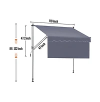 Sugift 118 in Manual Retractable Patio Awning Sunshade Shelter with 39 in Drop Down Curtain