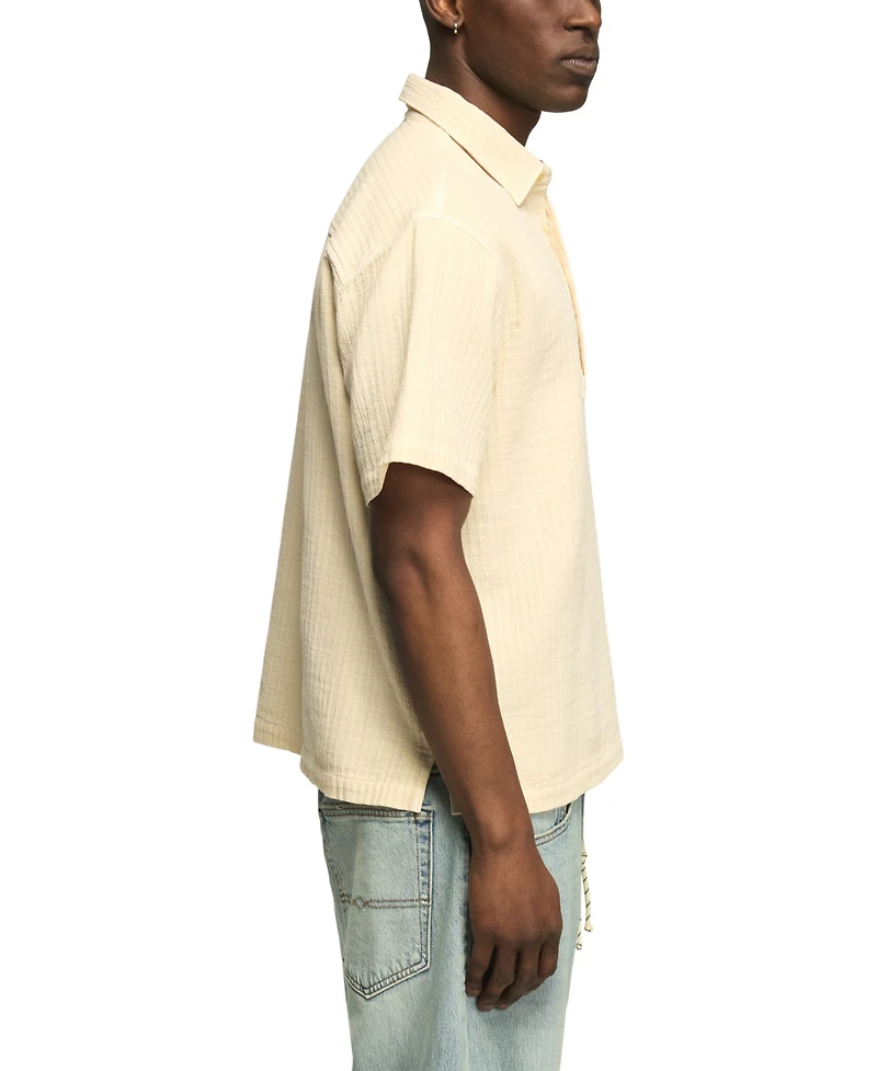 Lucky Brand Men's Double Cloth Popover Short-Sleeve Polo Shirt