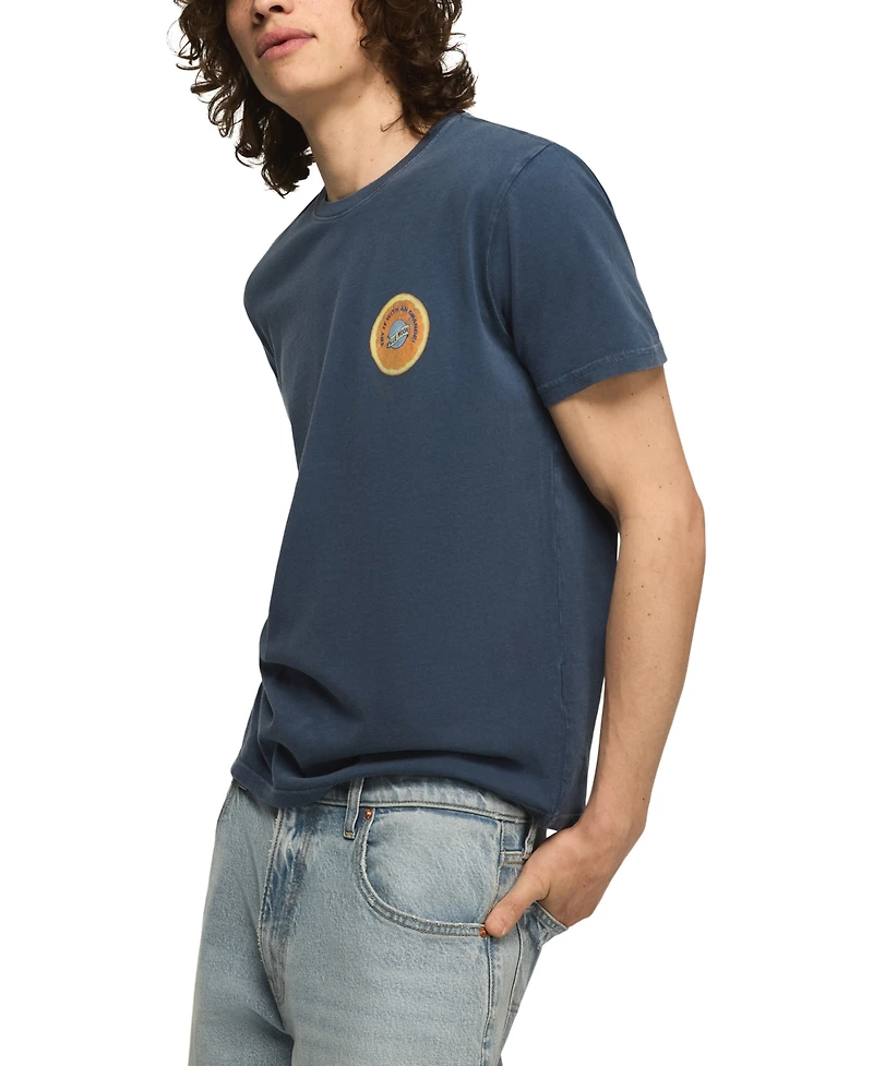 Lucky Brand Men's Blue Moon Orange Graphic T-Shirts