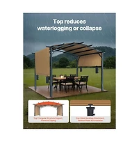 Sugift 10 x 10 ft Arched Top Metal Pergola with Retractable Sun Shade Canopy Heavy Duty Garden
