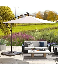 Sugift 20 in Water Filled Patio Umbrella Base Plate for Offset Umbrellas