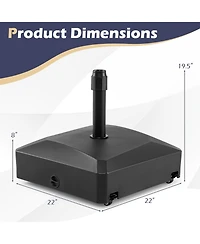 Costway 176 Lbs Mobile Fillable Patio Umbrella Base with 4 Wheels 2 Locks for 1.4-1.9" Pole