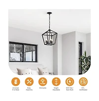 16-inch Modern Matte Black Iron Chandelier