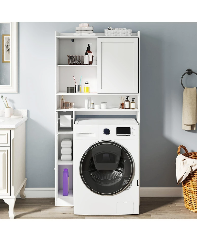 Gymax Over the Toilet Cabinet Space-saving Bathroom Storage Organizer w/ Sliding Door