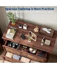 gaomon 4 Drawer Dresser for Bedroom, Farmhouse Tall Chest of Drawers with Metal Handles, Rustic Wooden Storage Cabinet