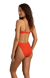 Lauren Ralph Lauren Women's Sunburst Orange High Leg Modern Coverage Swim Brief