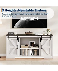 gaomon Farmhouse TV Stand for Up to 70 Inch Tvs, Rustic Cabinet with Sliding Barn Doors, 4 Drawers & Adjustable Shelf