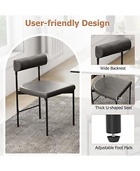 Gymax Dining Chair Set of Faux Leather Upholstered Kitchen Side Chair w/ Curved