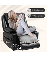 Homcom Massage Recliner Chair with Heat, Swivel Rocker with Footrest