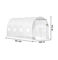 Sugift 15 x 6.5 x 7 ft Walk in Tunnel Greenhouse Galvanized Steel Frame 8 Roll Up Windows