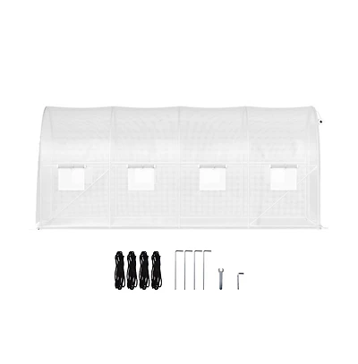 Sugift 15 x 6.5 x 7 ft Walk in Tunnel Greenhouse Galvanized Steel Frame 8 Roll Up Windows