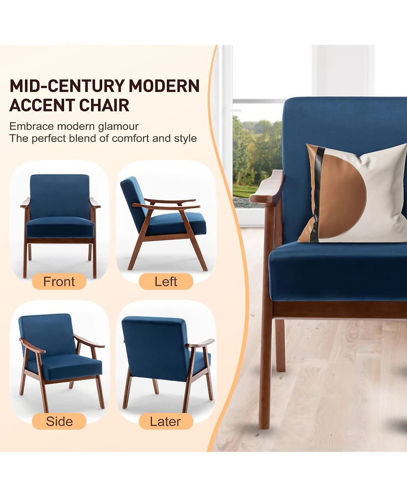 Casainc Mid-Century Modern Chair with Solid Wood Frame