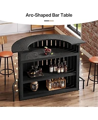 Tribesigns 4-Tier Bar Table, 39.4" H Home Bar Unit with Footrest, Arc-Shaped Mini Bar Table, Modern Wine Bar Cabinet