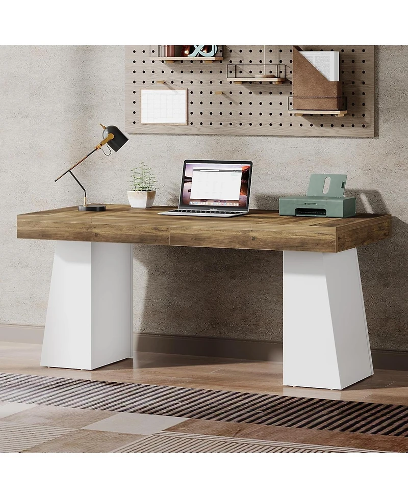 Tribesigns 55" Executive Wooden Desk with Double Pedestal