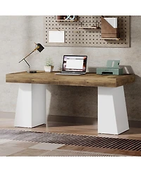 Tribesigns 55" Executive Wooden Desk with Double Pedestal
