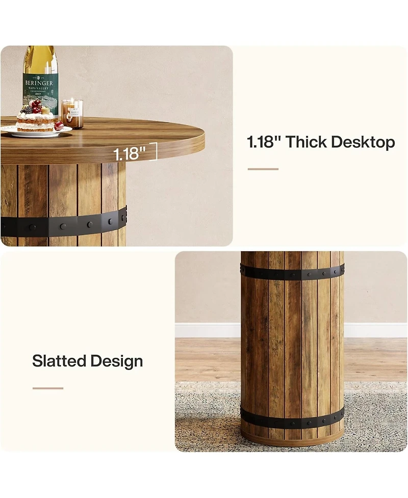 Tribesigns Round Bar Table, 39.4-Inch Height, Bistro Pub Table for Kitchen, Living Room, Small Space