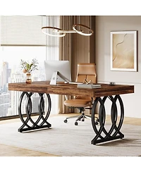 Tribesigns 63-Inch Executive Desk, Modern Office Computer Desk with Faux Marble Tabletop