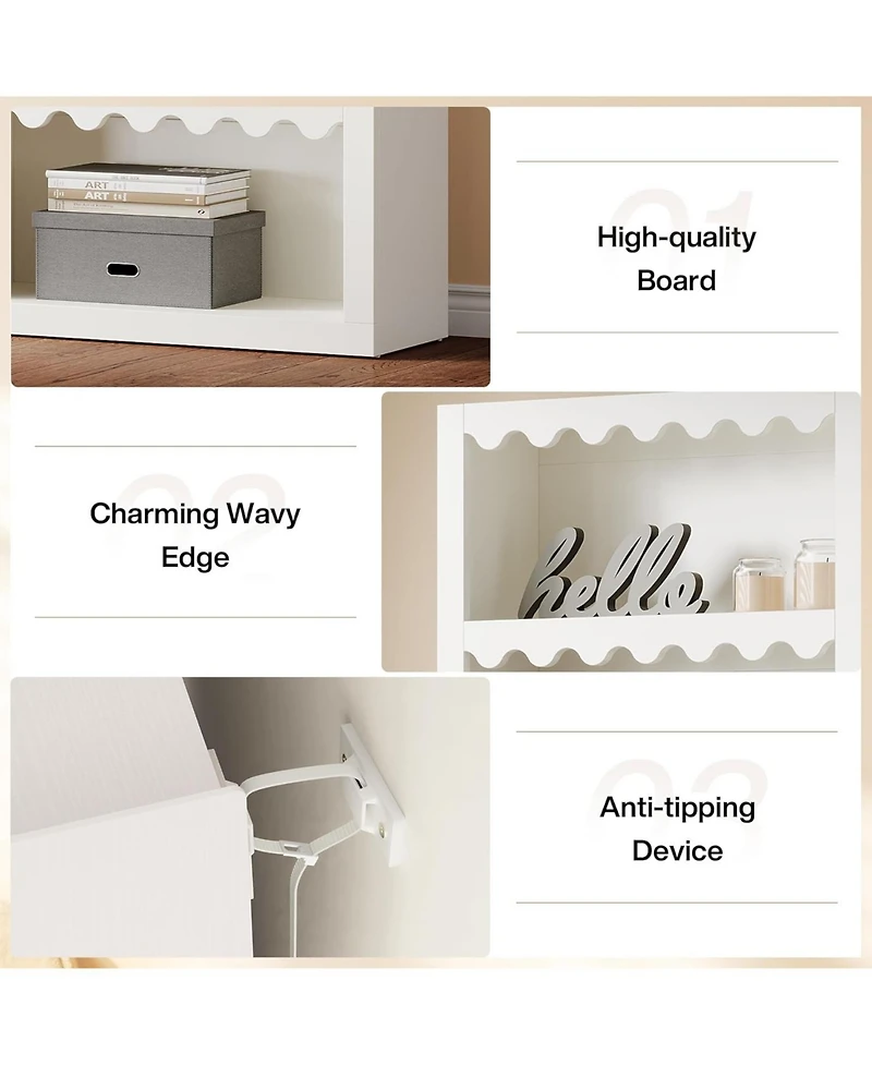 Tribesigns 5-Tier Open Bookcase, 70-Inch Tall Bookshelf with Scalloped Edges