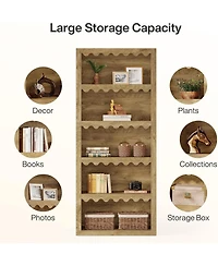 Tribesigns 5-Tier Open Bookcase, 70-Inch Tall Bookshelf with Scalloped Edges