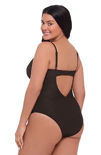 S3 Apparel Women's Smoothing and Sculpting Grid Texture Underwire One-Piece Swimsuit