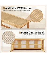 Gouun Bamboo Dining Bench with Woven Rattan Seat 660 lbs Capacity