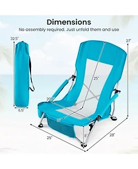 Gouun Set of 2 Lightweight Folding Beach Chairs with Padded Armrests