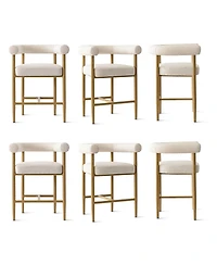 Maison Boucle 24" Boucle Counter Height Stools with Arms Set of 6, Kitchen Island