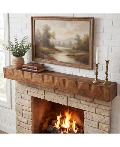 Tribesigns Fireplace Mantel Shelf, 63-Inch Solid Wood Wall Floating Mantel Shelf for Over Fireplace